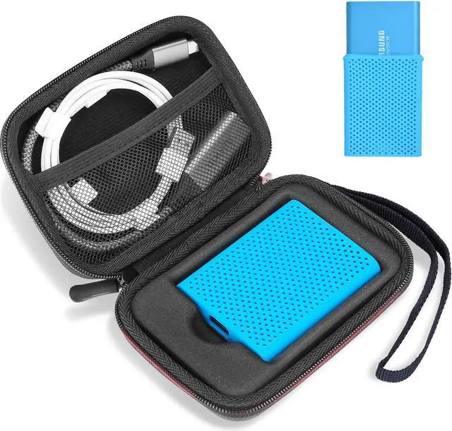 Main image of Shockproof Carrying Case + Silicone Cover Combo for Samsung T5 / T3 Portable 250GB 500GB 1TB 2TB SSD USB 3.1 External Solid State Drives Protective Hard EVA Storage Case Bag -Black