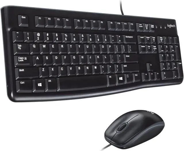 Main image of MK120 Wired Keyboard and Mouse Combo for Windows Optical Wired Mouse Full-Size Keyboard USB Plug-and-Play Compatible with PC Laptop - Black