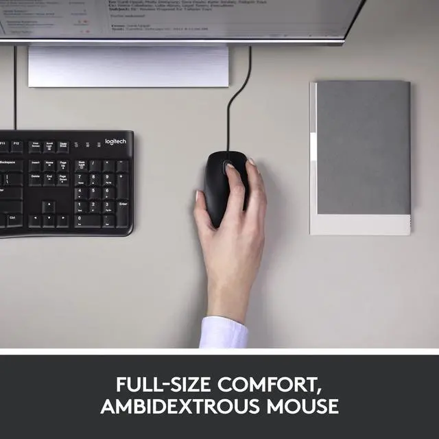Alt view image 3 of 7 - MK120 Wired Keyboard and Mouse Combo for Windows Optical Wired Mouse Full-Size Keyboard USB Plug-and-Play Compatible with PC Laptop - Black