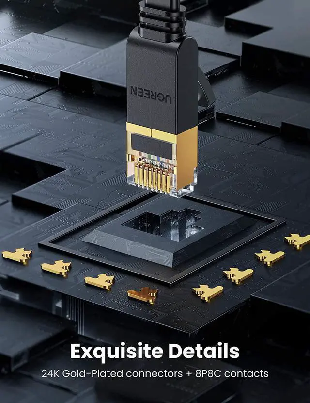 Alt view image 5 of 7 - UGREEN Cat 7 Ethernet Cable Cat7 High Speed Flat Gigabit RJ45 LAN Cable 10Gbps Shielded Internet Network Patch Cord Compatible for Gaming PS5 PS4 PS3 Xbox PC Laptop Modem Router Computer 10FT