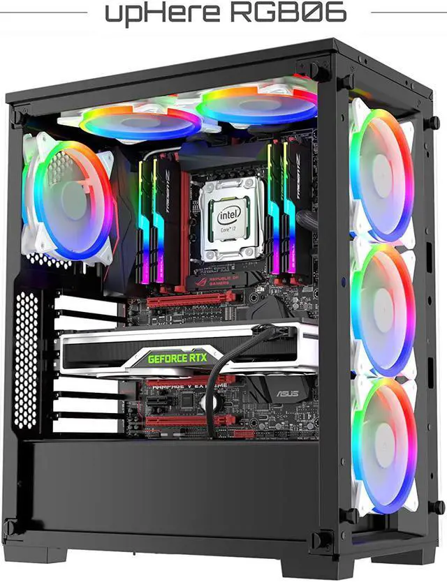 Alt view image 7 of 7 - upHere 120mm RGB LED White PC Cooling Fan Ultra Quiet High Airflow for PC Cases,Computer Cooling,5 Pack,RGB06-5
