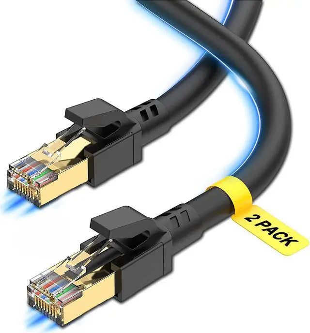 Main image of Cat 8 Ethernet Cable 6 ft (2 Pack) High Speed 26AWG Internet Cable 40Gbps 2000Mhz Shielded RJ45 Network Cable Computer Patch Cord Indoor and Outdoor Rated LAN Cable for Gaming/Router/Xbox/PS4