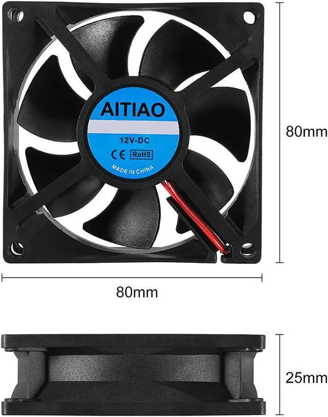 Alt view image 2 of 6 - 4PCS 8025 Dual Ball Bearing Quiet Computer Case Fan 12V DC 80mm 80mm 25mm High Speed Muffin Fan Cooling Fan for 3D Printer Computer Case Fan CPU Coolers DIY Cooling Ventilation Projects