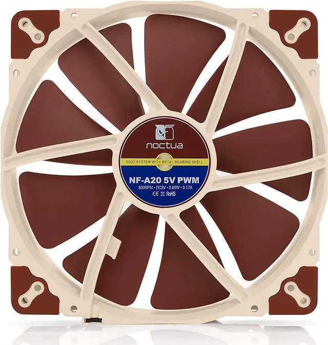 Alt view image 5 of 7 - NF-A20 5V PWM Premium Quiet Fan with USB Power Adaptor Cable 4-Pin 5V Version (200x30mm Brown)