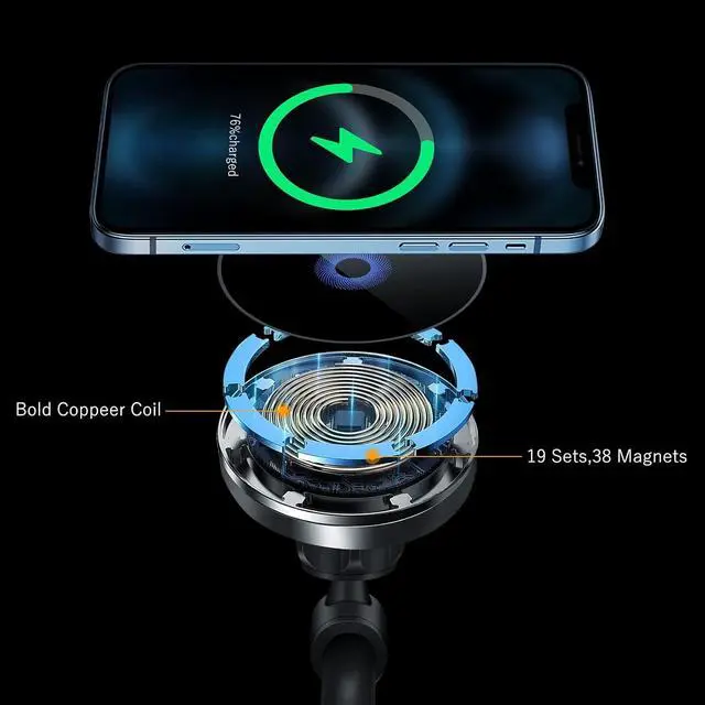 Alt view image 6 of 6 - 15W Magnetic Wireless Car Charger CD Slot Mount for iPhone 13/13 Pro/13 Pro Max/13 mini/12/12 Pro/12 Pro Max,Powerful Suction Auto-Alignment Mag-Safe Car Mount, Compatible with Mag-Safe Cases