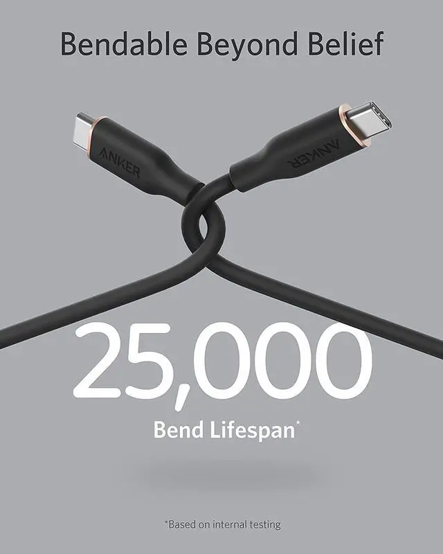 Alt view image 4 of 6 - USB C Cable 100W USB C to USB C Flow Cord Type C Charger Fast Charging for iPhone 16 Series MacBook Pro 2020 and More (USB 2.0 6FT Black)