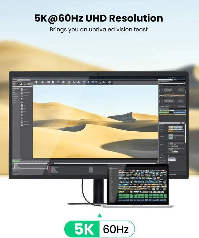 Alt view image 4 of 7 - UGREEN Thunderbolt 3 Cable 40Gbps USB-C to USB-C Cable 100W Fast Charging 5K Video USB 3.1 Gen 2 1 Compatible with MacBook Pro Air Huawei MateBook ThinkPad X1 Yoga C930 XPS13 15 EliteBook 6.6FT