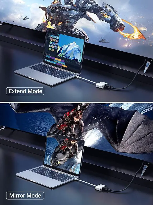 Alt view image 4 of 7 - Mini DisplayPort to HDMI VGA Adapter 4K Thunderbolt 2 Adapter 2 in 1 Mini DP Converter Compatible with MacBook Pro MacBook Air iMac Surface Pro 1 2 3 4 6 Surface Laptop 2 ThinkPad X1 White