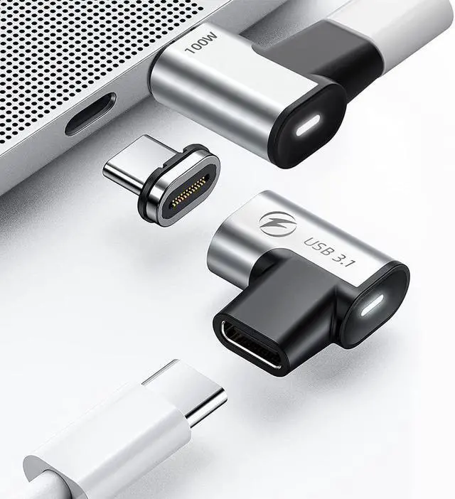 Main image of USB C Magnetic Adapter (2 Pack) 24Pins USB3.1 10Gbps Data Transfer 4K 60Hz Video PD 100w Charge Compatible with MacBook Pro/Air USB-C Laptop