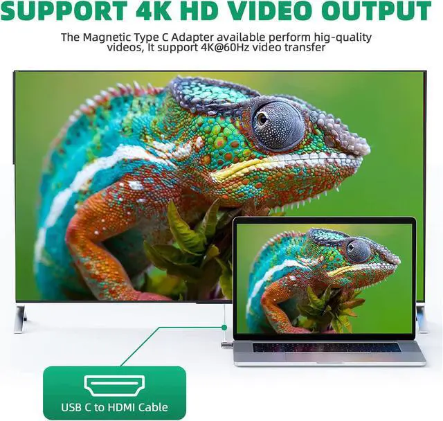 Alt view image 4 of 7 - USB C Magnetic Adapter (2 Pack) 24Pins USB3.1 10Gbps Data Transfer 4K 60Hz Video PD 100w Charge Compatible with MacBook Pro/Air USB-C Laptop