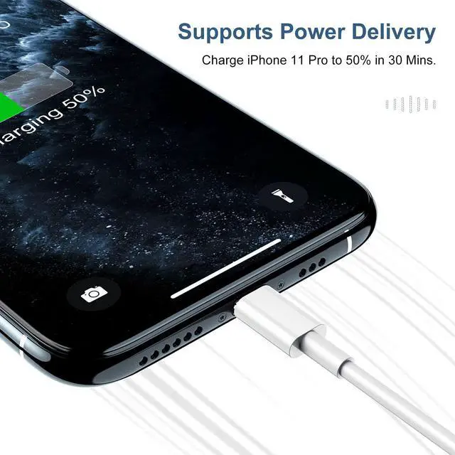 Alt view image 4 of 7 - 6ft iPhone Charger USB C Lightning Cable Usbc to Lighting Fast Charging Cord for iPhone 13 12 Charger Cable 6 ft MFi Certified Long Type C Wire for  iPhone 13 12 Pro Max 11 X XS XR 8 Plus
