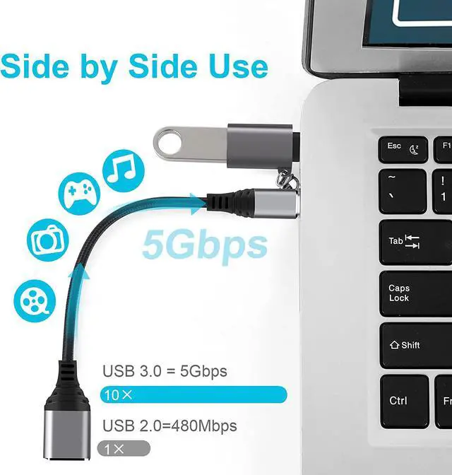 Alt view image 3 of 7 - USB-C to USB Adapter USB to USB C Adapter USB Female to USB C Male USB A to USB C Adapter Compatible with MacBook Pro 2020 2019 2018 iPad Pro 2021 2020 Samsung Galaxy S20 S20+ and More(Grey 2 Pack)