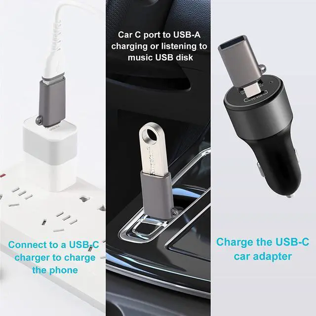 Alt view image 5 of 7 - USB-C to USB Adapter USB to USB C Adapter USB Female to USB C Male USB A to USB C Adapter Compatible with MacBook Pro 2020 2019 2018 iPad Pro 2021 2020 Samsung Galaxy S20 S20+ and More(Grey 2 Pack)