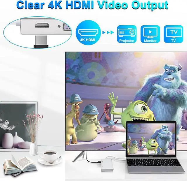 Alt view image 2 of 7 - USB C to HDMI DVI VGA Adapter 4 in 1 USB-C hub to 4K HDMI VGA DVI Video Adapter Male to Female Multi-Display Video Converter Monitors Connector for Mac Pro MacBook Air iPad Pro XPS etc