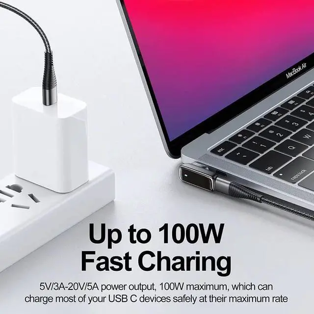Alt view image 3 of 7 - USB C Magnetic Adapter 24 Pins Type-C to Type-C PD 100W Quick Charger 4K@60Hz & 9Gbps Data Transfer Compatible with Mac Book Pro/Air and Other USB C Devices