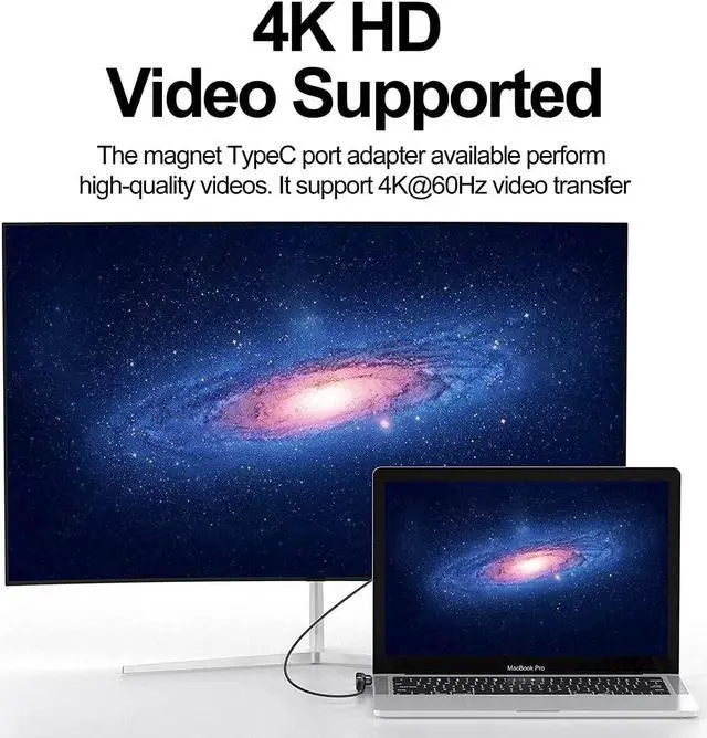Alt view image 5 of 7 - USB C Magnetic Adapter 24 Pins Type-C to Type-C PD 100W Quick Charger 4K@60Hz & 9Gbps Data Transfer Compatible with Mac Book Pro/Air and Other USB C Devices