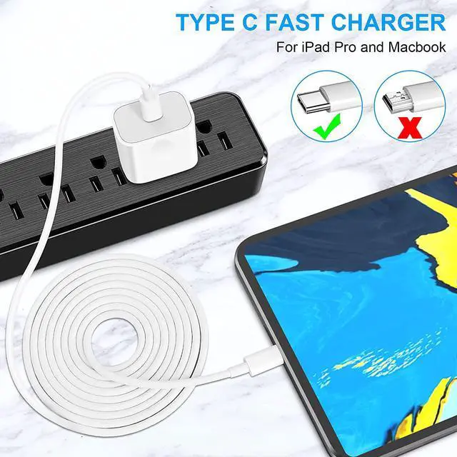 Alt view image 4 of 6 - 20W USB C Fast Charger for iPhone 15, iPad Pro 12.9, 2018-2022,iPad Pro 11 inch, iPad Air 5th/4th, 2022 iPad 10th Generation, iPad Mini 6, Pixel 5/2X /3XL,with 6.6foot USB C to C Charging Cable