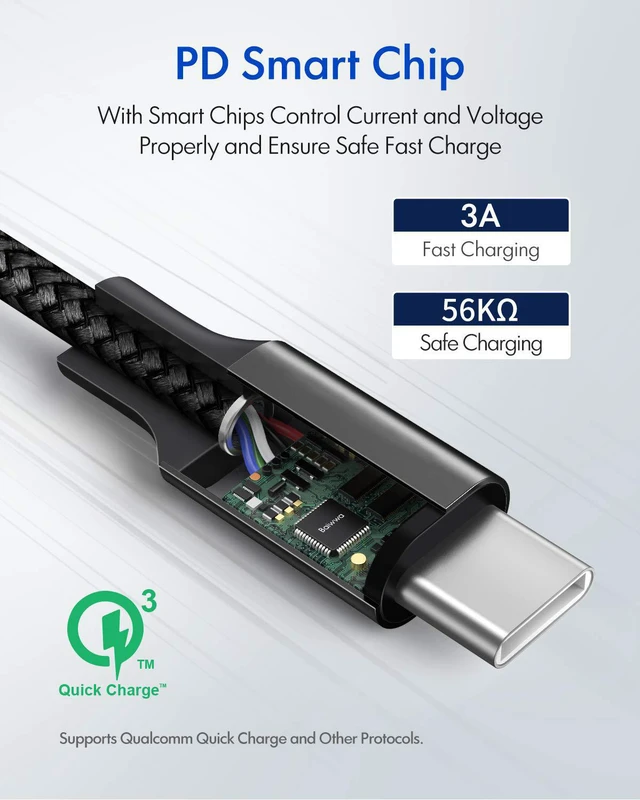 Alt view image 3 of 7 - USB C to USB C Cable 20ft, Super Long USB Type C to Type C Cable 60W PD Fast Charger Cord Braided Compatible with Samsung Galaxy S23 S22 S21 S20 Ultra Plus Note 20, Pixel, Pad Pro/Air, MacBook Pro/Air