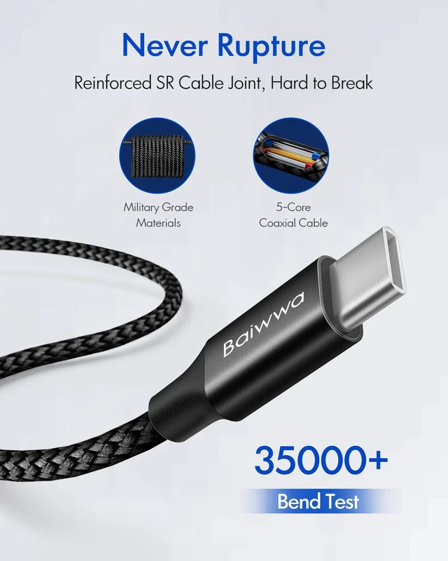 Alt view image 7 of 7 - USB C to USB C Cable 20ft, Super Long USB Type C to Type C Cable 60W PD Fast Charger Cord Braided Compatible with Samsung Galaxy S23 S22 S21 S20 Ultra Plus Note 20, Pixel, Pad Pro/Air, MacBook Pro/Air