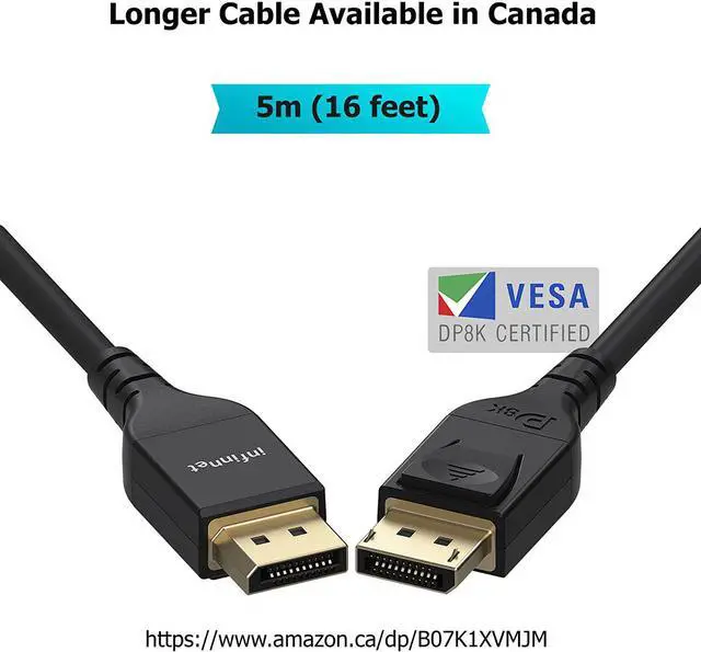 Alt view image 6 of 6 - 8K DisplayPort 1.4 Cable - 2m (6 feet), HBR3, HDR, VESA Certified, Supports 4K@160Hz, 144Hz, 1080p@390Hz