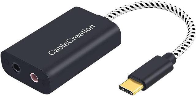 USB-C Microphone Adapter, CableCreation Type C External Stereo Sound Card  with 3.5 mm Audio Jack Compatible with Windows, MacBook Pro, iPad Pro 2020,  S20 S21 Ultra, Note 9 10, Black 