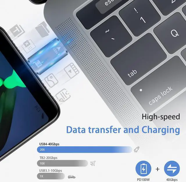 Alt view image 2 of 7 - USB C Male to Male Adapter 40Gpbs Type C Male to Type C Male Full Featured Adapter Support Data Transmission and Charging for with Thunderbolt 3/4 USB3.1 USB2.0. (1pack)