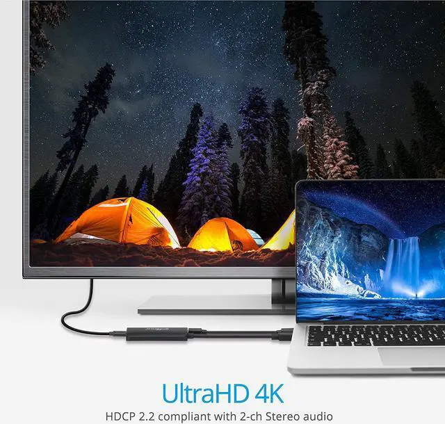 Alt view image 4 of 7 - HDMI 2.0 to USB C Converter (HDMI System to USB Type C Monitor)  4K @60Hz HDCP 2.2 2-ch Stereo Audio USB-Powered - Not Compatible with Apple Studio Display LG Ultrafine (HDMIUSBC)
