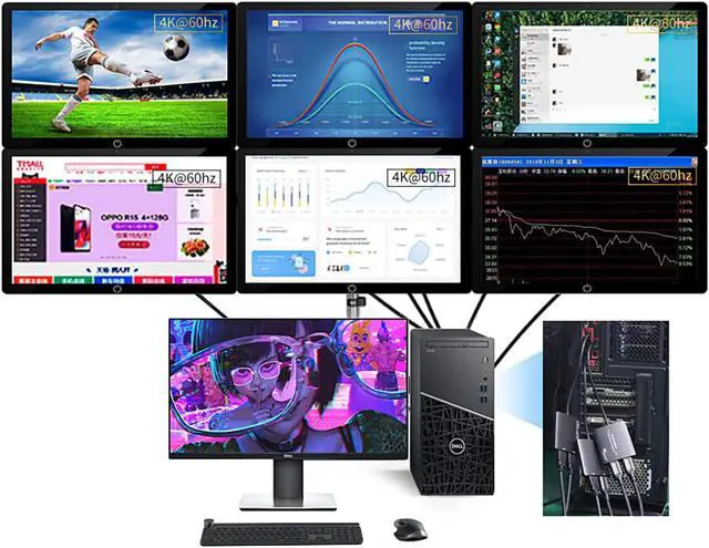 Alt view image 3 of 4 - USB 3.0 to Dual HDMI Adapter - 4K+4K 60Hz Ultra HD - Built-in DisplayLink DL6950 Chip - Extend Screen to Multiple Monitor TV Compatible with Windows Mac OS Android Chrome OS Ubuntu(HDMI+HDMI)