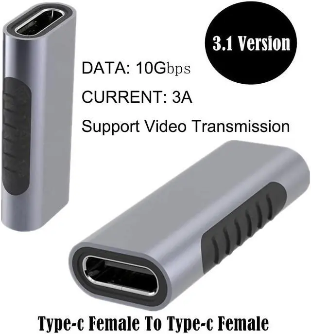 Alt view image 3 of 6 - USB Type C Extension Adapter USB Type C Female to USB Type C Female Adapter 3A & 10Gbps USB 3.1 Extender Coupler Connector Support Video Transmission 2 Pack (USB C FM to USB C FM)