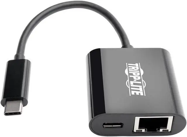 Alt view image 3 of 7 - Tripp Lite USB C to Gigabit Ethernet Adapter USB Type C to Gbe Thunderbolt 3 Compatible w/ PD Charging (U436-06N-GB-C)