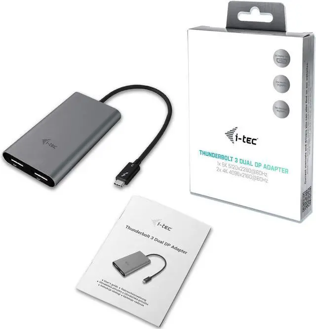 Alt view image 4 of 6 - i-tec Thunderbolt 3 to Dual DisplayPort Video Adapter Supports Dual 4K for TB3 Devices: macOS, MacBook, Windows, Linux TB3 to Dual Monitor, Metal Design, G-Sync/Freesync USB C DisplayPort Splitter