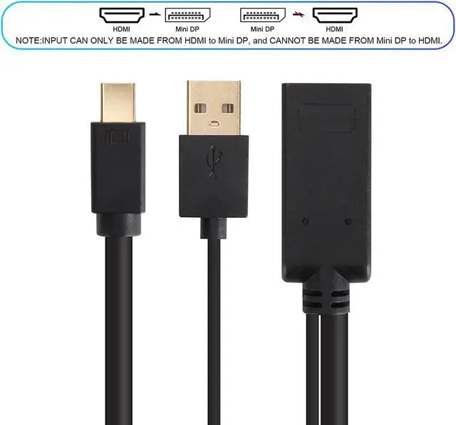 Alt view image 5 of 7 - HDMI to Mini DisplayPort Adapter with USB Power 4K 60Hz HDMI Female to Mini DP Male Cable Active HDMI 2.0 Source in Display Port 1.2 Out Converter for Xbox One/360 NS Mac Mini PC Laptops