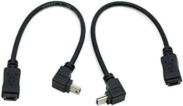 Main image of 2pcs GPS Mini USB 5P 90 Degree Up Down Angled Male to Mini USB 5Pin Female Extension Cable