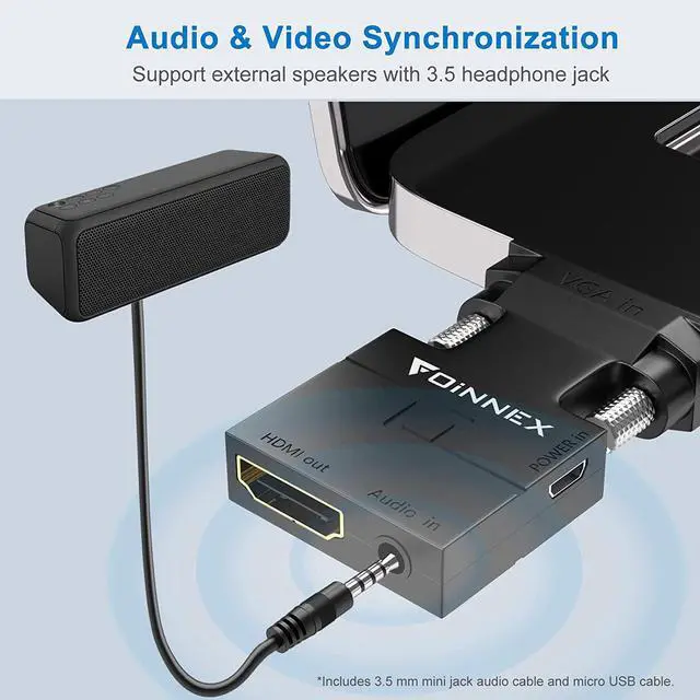 Alt view image 4 of 6 - VGA to HDMI Adapter Converter with Audio (PC VGA Source Output to TV/Monitor with HDMI Connector) Active Male VGA in Female HDMI 1080p Video Dongle adaptador for Computer Laptop Projector