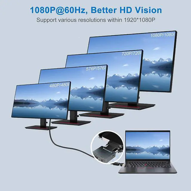 Alt view image 3 of 6 - VGA to HDMI Adapter Converter with Audio (PC VGA Source Output to TV/Monitor with HDMI Connector) Active Male VGA in Female HDMI 1080p Video Dongle adaptador for Computer Laptop Projector