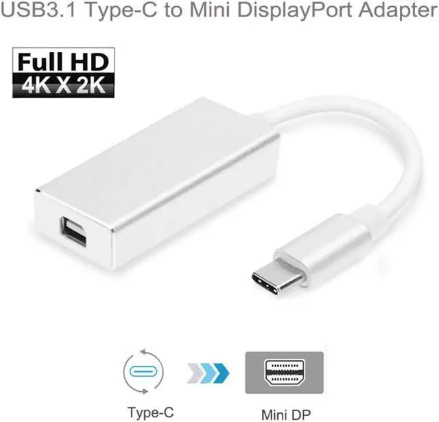 Alt view image 2 of 7 - USB-C USB 3.1 Type C to Mini DisplayPort DP 1080p HDTV Adapter Cable with Gold Aluminium Case for 2015 New 12 Inch