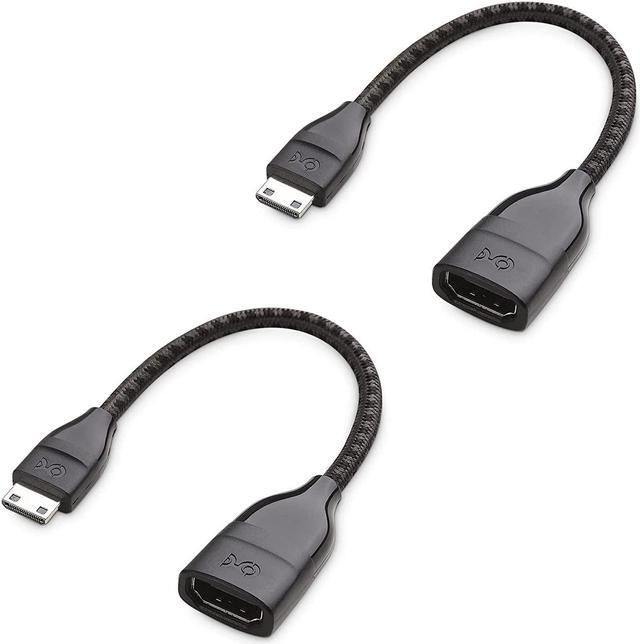 Main image of 2-Pack 8K@60Hz / 4K@240Hz Mini HDMI to HDMI Adapter (Mini HDMI Adapter) in Black 6 Inches with HDR Support for Raspberry Pi Zero and More