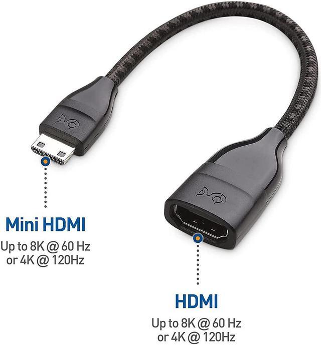 Alt view image 3 of 7 - 2-Pack 8K@60Hz / 4K@240Hz Mini HDMI to HDMI Adapter (Mini HDMI Adapter) in Black 6 Inches with HDR Support for Raspberry Pi Zero and More