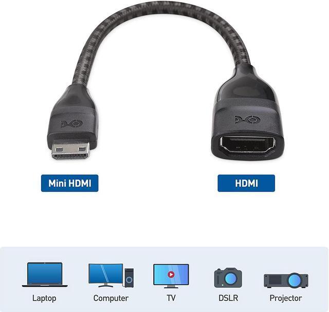 Alt view image 5 of 7 - 2-Pack 8K@60Hz / 4K@240Hz Mini HDMI to HDMI Adapter (Mini HDMI Adapter) in Black 6 Inches with HDR Support for Raspberry Pi Zero and More