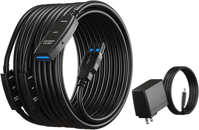 Alt view image 2 of 6 - 65 Feet Active USB Extension Cable 3.0 Male to Female with 3 Extension chipsets Signal Booster - Active Extension/Repeater Cord 20 Meters / 65 Feet (AC Power Supply Included)