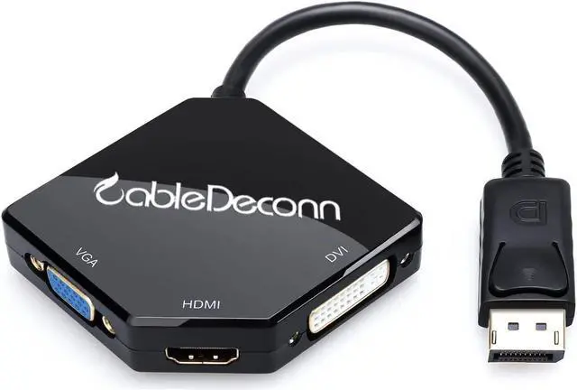 Main image of CABLEDECONN Multi-Function Big DisplayPort DP2 to HDMI VGA DVI Cable Converter Adapter