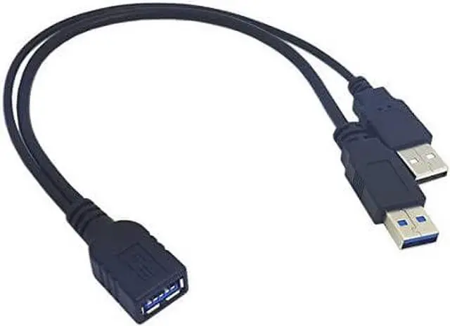 Alt view image 2 of 6 - USB 3.0 Female to Dual USB Male Extra Power Data Y Extension Cable for 2.5" Mobile Hard Disk Black Color