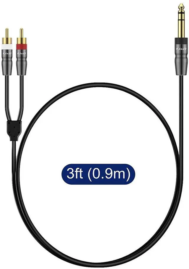 Alt view image 7 of 7 - 6.35mm TRS to Dual RCA Audio Cable Copper Shell Heavy Duty 6.35mm 1/4 inch Male TRS to 2 RCA Male Stereo Audio Y Splitter Cable 3 Feet