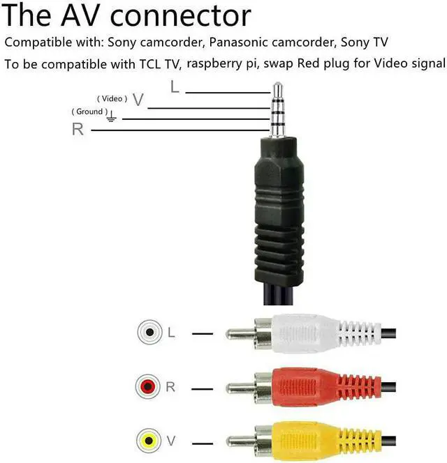 Alt view image 2 of 5 - 3.5mm to RCA Camcorder AV Audio Video Output Cable 1/8 TRRS to 3 RCA Male Cord Compatible with Sony TV Sony Panasonic Canon Camcorder (5FT)