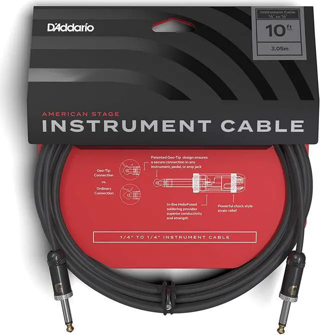 Alt view image 5 of 15 - DAddario American Stage Instrument Cable 10 feet