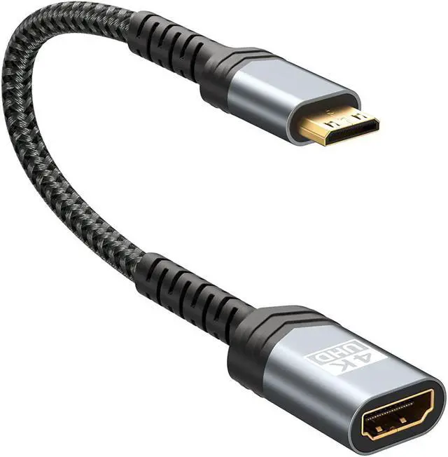 Main image of Mini HDMI to HDMI Adapter Mini HDMI Male to HDMI Female Cable with 4K 60Hz HDR 3D 18Gbps Dolby Compatible For DSLR Camcorder Graphics Card Raspberry Pi Zero W Laptop Tablet HDTV Projector Grey