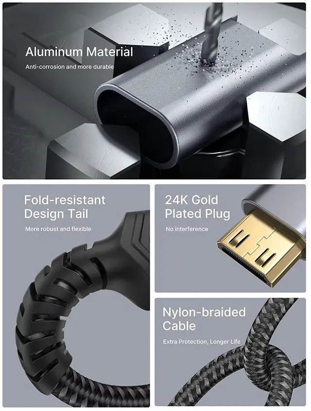 Alt view image 2 of 20 - Mini HDMI to HDMI Adapter Mini HDMI Male to HDMI Female Cable with 4K 60Hz HDR 3D 18Gbps Dolby Compatible For DSLR Camcorder Graphics Card Raspberry Pi Zero W Laptop Tablet HDTV Projector Grey