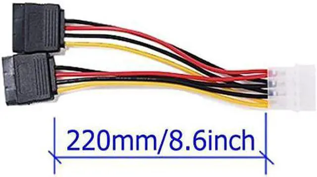 Alt view image 2 of 8 - 2 Pack 4 Pin IDE Female Molex to Female Dual SATA Power Y-Cable Adapter 8.67 Inches