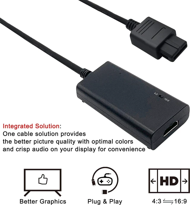 Alt view image 3 of 7 - LEVELHIKE HDMI Cable for Super Nintendo SNES, Super Famicom SFC Console - SNES to HDMI Adapter with True RGB Signal Output (100% Improved Video Quality), HD Converter with 4:3/16:9 Switch