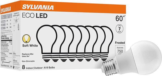 Main image of SYLVANIA ECO LED Light Bulb A19 60W Equivalent Efficient 9W 7 Year 750 Lumens 2700K Non-Dimmable Frosted Soft White - 8 Count (Pack of 1) (40821)
